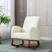 COOLMORE Rocking Chair, Modern Glider Chair, Recliner Armchair with Wood Legs and Side Pocket, Nursery Rocking Accent Chair with High Back for Living Room Bedroom (White Teddy)