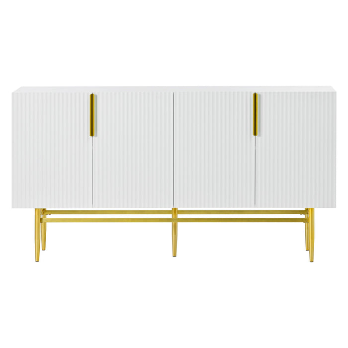 Modern Elegant 4-door Sideboard Gold Metal Handle Buffet Cabinet for Dining Room, Living Room, Bedroom, Hallway