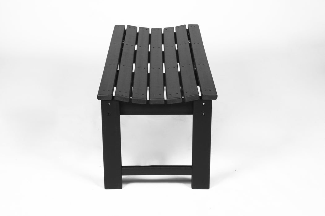 Backless HDPE Adirondack Bench with Wood Texture, Poly Lumber Seat for Patio, Backyard, Balcony, All Weather Resistant with UV Protection, Black - DTYStore