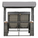 2-Piece Outdoor Rattan Daybed, Outdoor Bed with 5 Positions, Outdoor Loveseat Patio Sofa with Bench Lounge Roof Set and Cushions for Poolside, Backyard and Garden (Grey Wicker + Grey Fabric) - DTYStore