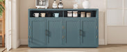 4-door Classic Sideboard with Open Storage and Adjustable Shelves for Kitchens, Living Rooms