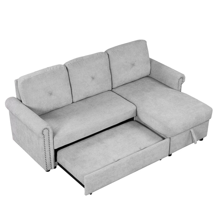 83" Modern Convertible Sleeper Sofa Bed with Storage Chaise,Gray(Old Sku:SG000346AAA)