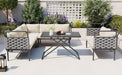 5-Piece Modern Patio Sectional Sofa Set Outdoor Woven Rope Furniture with Table and Cushions