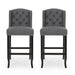 Vienna Contemporary Fabric Tufted Wingback 31 Inch Counter Stools, Set of 2, Charcoal and Dark Brown - DTYStore