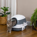 Cat Litter Box with Lid, Covered Litter Box w/ High Sides, Air Freshener, Large Two-Way Entrance Kitty Litter Box, Foldable, Easy Clean, White, and Gray - DTYStore