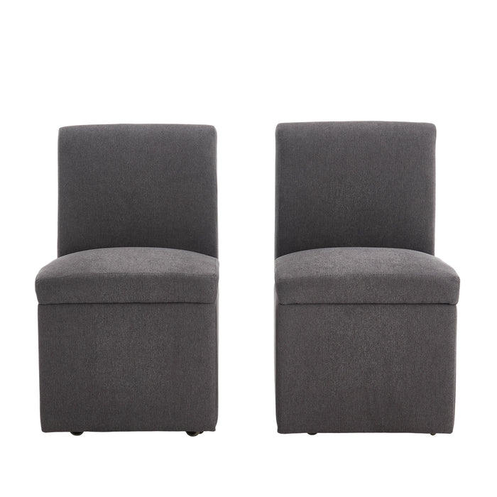 360 Degree Swivel Upholstered Dining Chairs Set of 2 Swivel Dining Room Chairs Kitchen Chairs Casters & Storage Comfy Modern Rolling Chair for Living Room Fabric Armless Chair - DTYStore