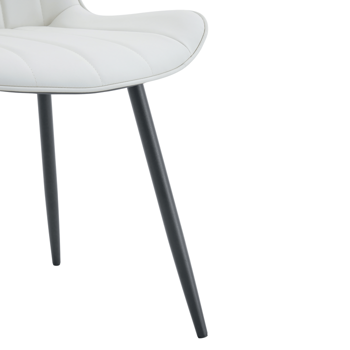 Extended Seat Cushion PU Dining Chair Set - Four Pieces.Smooth line design.Can integrate well into various modern home decoration styles.White and Dark Gray Splicing Colors. - DTYStore