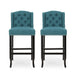 Vienna Contemporary Fabric Tufted Wingback 31 Inch Counter Stools, Set of 2, Teal and Dark Brown - DTYStore