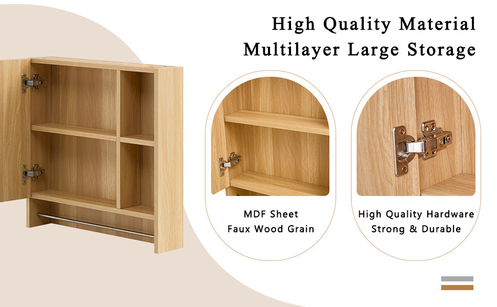 Bathroom Mirror Cabinet Wall Mounted,Medicine Cabinet,Over The Toilet Storage Cabinet with Shelves and Towel Rack - DTYStore