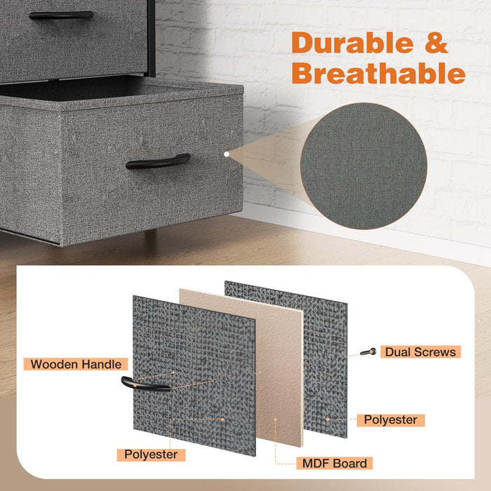 Dresser for Bedroom with 8 Drawers Tall Dresser & Chest of Drawers Fabric Dresser with Wood Top and Sturdy Steel Frame - DTYStore