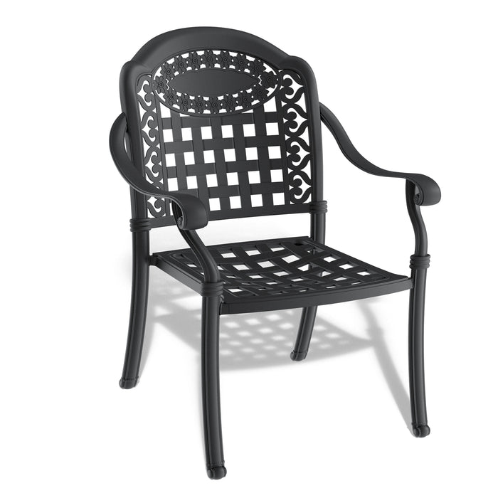 9-Piece All-Weather Cast Aluminum Dining Set, Include 2 Swivel Chairs,6 Dining Chairs and Rectangular Table With Black Frame - DTYStore