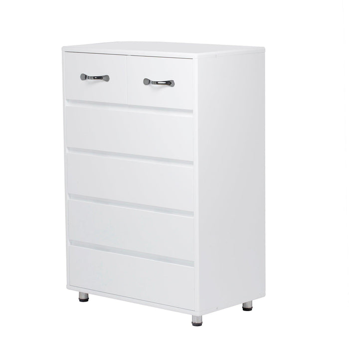 Six Drawer Side Table-White