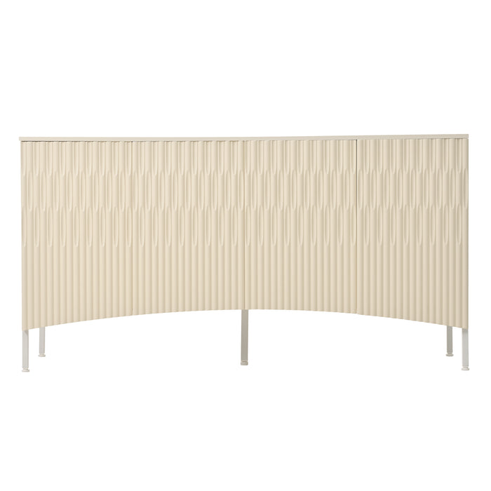 U_Style Elegant Sideboard Featuring Curved Bottom Doors with Arched Groove Design in a Stylish Four-Door Layout,Suitable for Living Rooms,Entrance and Study - DTYStore