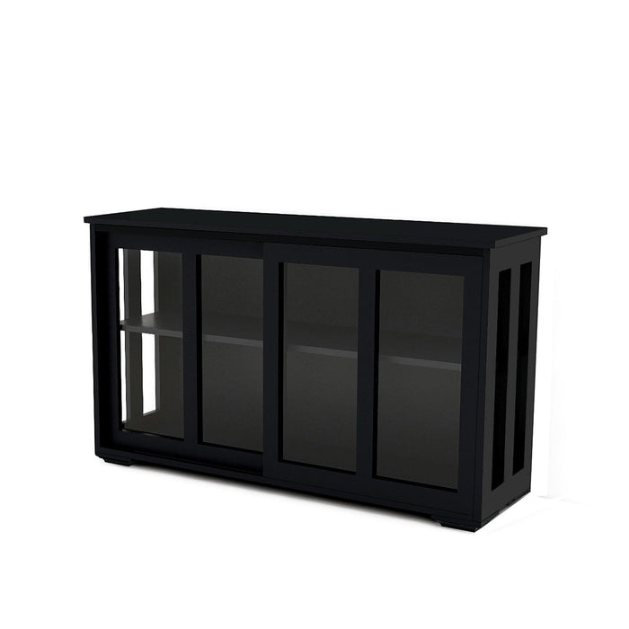 Kitchen Storage Stand Cupboard With Glass Door-Black