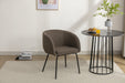 039-Set of 1 Boucle Fabric Dining Chair With Black Metal Legs,Dark Brown - DTYStore