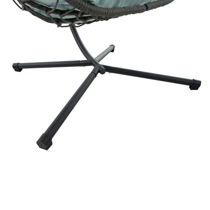 Egg Chair with Stand Indoor Outdoor Swing Chair Patio Wicker Hanging Egg Chair Hanging Basket Chair with Stand for Bedroom Living Room Balcony - DTYStore