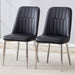 2 modern dining chairs, smooth PU leather backrest and silver-toned metal legs for a comfortable home experience for kitchens, bedrooms and offices. - DTYStore