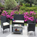 4 PC Rattan Patio Furniture Set Outdoor Patio Cushioned Seat Wicker Sofa (Beige Cushion) - DTYStore