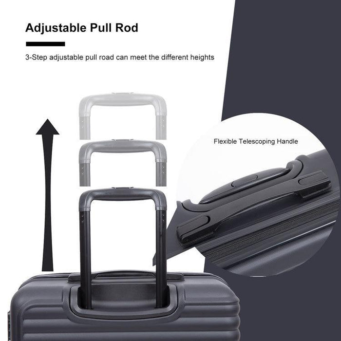 3 Piece Luggage Sets ABS Lightweight Suitcase with Two Hooks, Spinner Wheels, TSA Lock