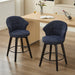 008-Wing Back Swivel Bar Stools Set of 2 - 25' Counter Height Adjustable Stools with Solid Wood Legs & Chenille Upholstery, Leveling Feet for Kitchen Island, Home Pub or Dining Room, Blue - DTYStore