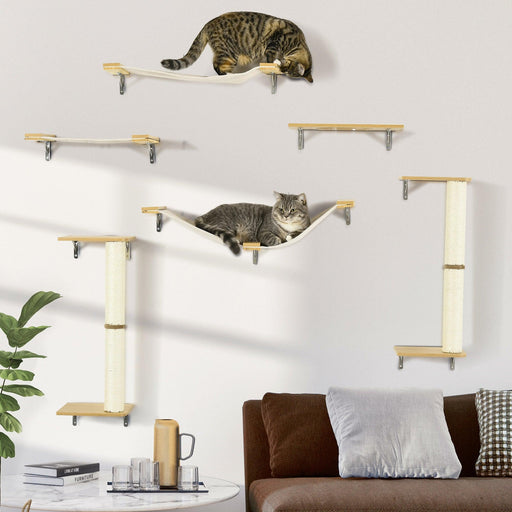 Unique Cat Tree Made From Cat Shelves with 8 Levels for More Height, Wall-Mounted Cat Tree Climbing Playground with Cat Hammocks, Modern Cat Tree - DTYStore