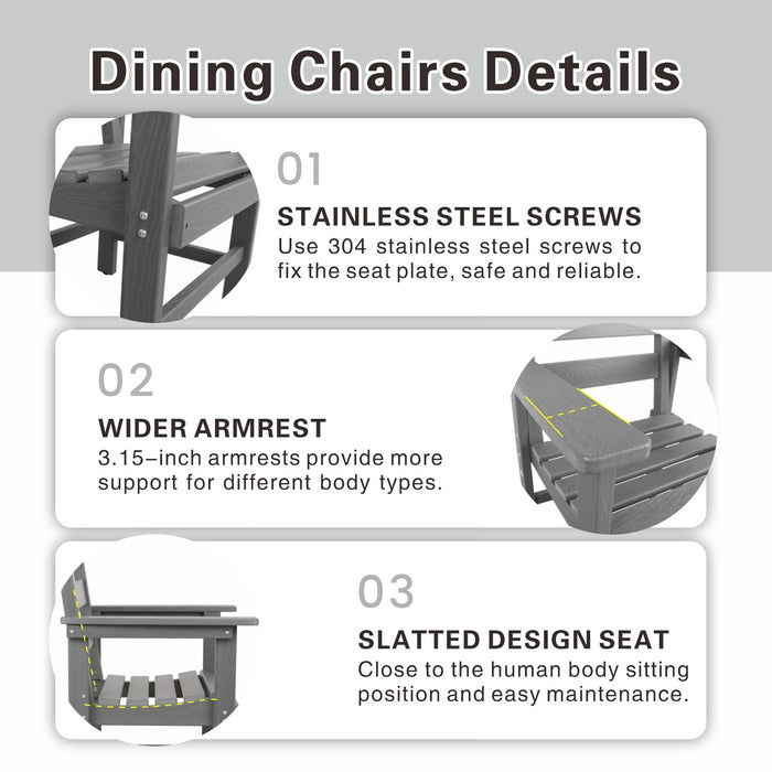 5 Piece HDPE Patio Outdoor Furniture Set for 4, Dining Table and Chairs,51'' Outdoor Dining Table , Outdoor Dining Set for Garden, Backyard, Lawn, and Poolside(grey) - DTYStore