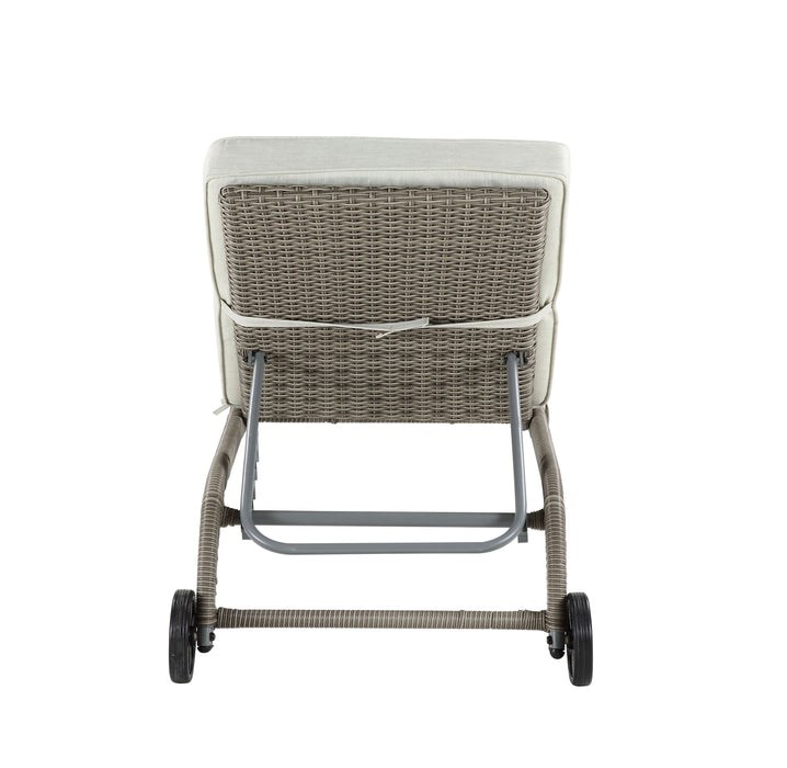 Salena Beige Fabric & Gray Finish Patio Sun Lounge - DTYStore