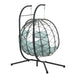 2 Persons Egg Chair with Stand Indoor Outdoor Swing Chair Patio Wicker Hanging Egg Chair Hanging Basket Chair with Stand for Bedroom Living Room Balcony - DTYStore