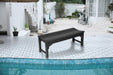 Backless HDPE Adirondack Bench with Wood Texture, Poly Lumber Seat for Patio, Backyard, Balcony, All Weather Resistant with UV Protection, Black - DTYStore