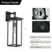 Set of 2 Modern Outdoor Wall Lanterns with Black Metal Frame and Clear Glass, Weatherproof Wall Sconces for Porch, Garage, or Entryway Lighting, E26 Bulb Compatible - DTYStore