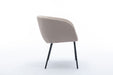 039-Set of 1 Boucle Fabric Dining Chair With Black Metal Legs,Light Coffee - DTYStore