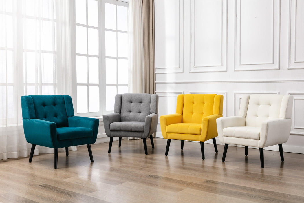 Modern Soft Linen Material Ergonomics Accent Chair Living Room Chair Bedroom Chair Home Chair With Black Legs For Indoor Home - DTYStore