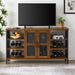 JHX Industrial Wine Bar Cabinet, Liquor Storage Credenza, Sideboard with Wine Racks & Stemware Holder (Hazelnut Brown, 55.12''w x 13.78''d x 30.31' ' h)