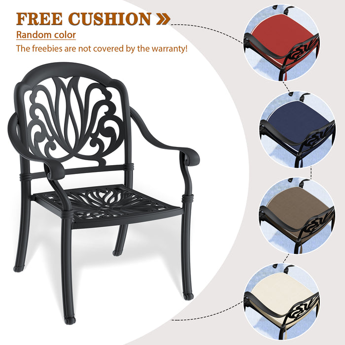 (Cushions In Random Colors)9-Piece Set Of Cast Aluminum Patio Furniture With Cushions - DTYStore