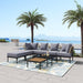 8-Piece Patio Sectional Sofa Set with Tempered Glass and Wooden Coffee Tables for Outdoor Oasis