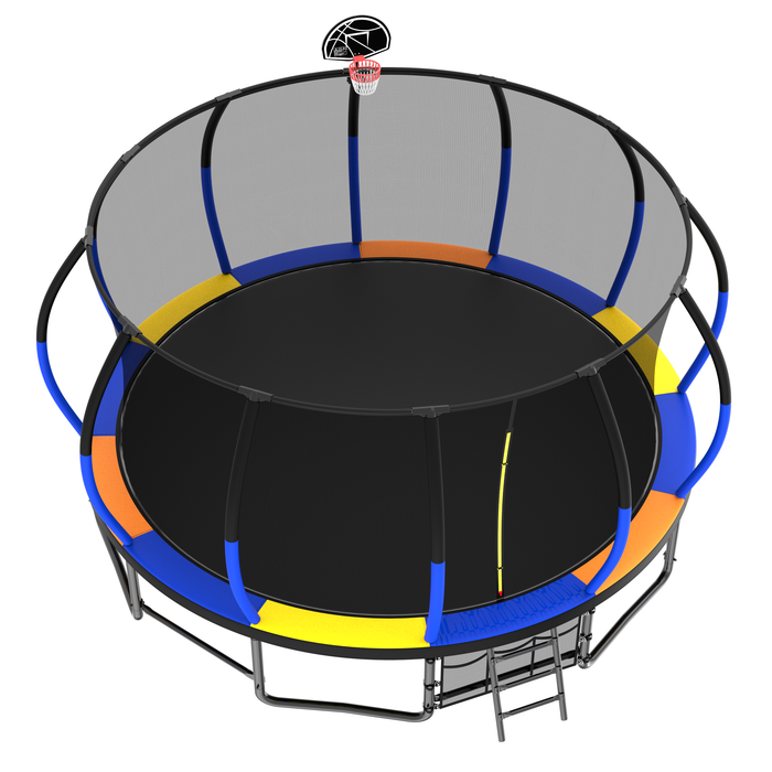 16FT Trampoline with EnclosureRecreational Trampolines with Ladder and AntiRust Coating, ASTM Approval Outdoor Trampoline for Kids - DTYStore