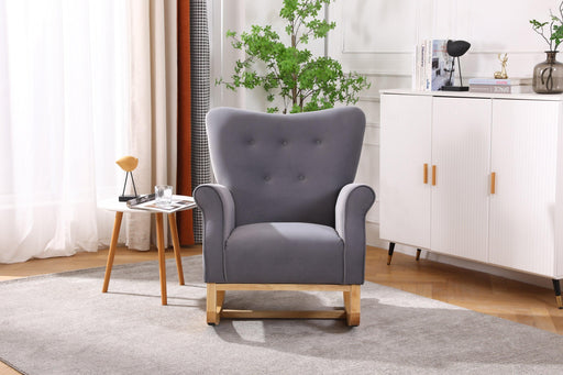 Modern Rocking Chair, Upholstered Accent Chair for Nursery, Playroom, Bedroom and Living Room, Small Contemporary Rocker, Kids Cushioned Arm Chair, Grey - DTYStore