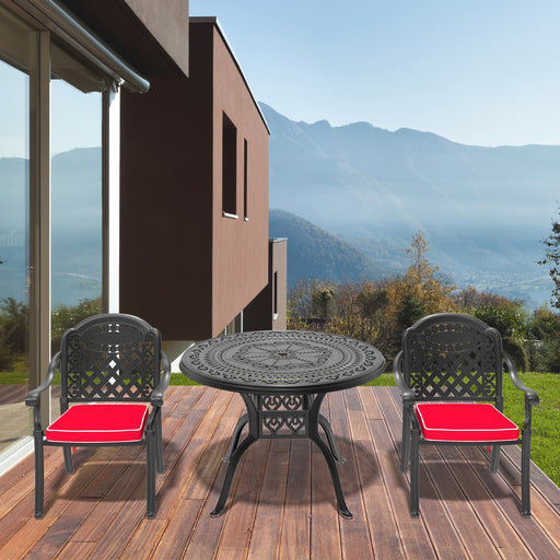 (Cushions In Random Colors)3-Piece Set Of Cast Aluminum Patio Furniture With Cushions - DTYStore