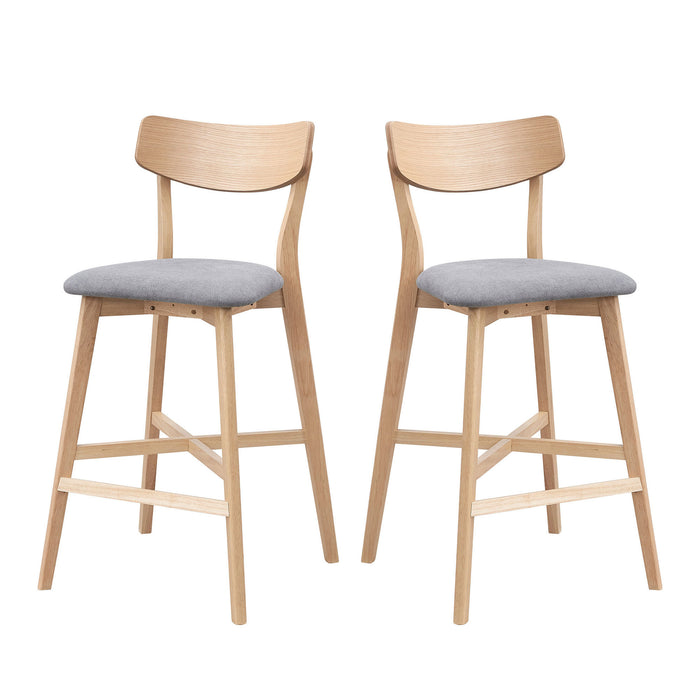 Wooden Bar Chairs Set of 2, Modern Soft Upholstered Kitchen Island Chairs, Counter Height Stool with Backrest,Wooden Frame Chairs with Footrest for Pub,Living Room,Restaurant,OAK - DTYStore