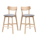 Wooden Bar Chairs Set of 2, Modern Soft Upholstered Kitchen Island Chairs, Counter Height Stool with Backrest,Wooden Frame Chairs with Footrest for Pub,Living Room,Restaurant,OAK - DTYStore