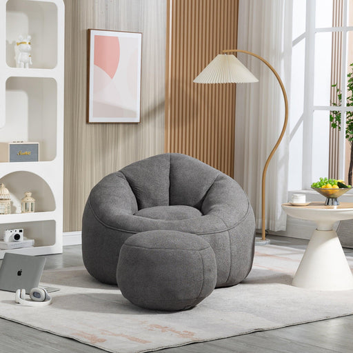Bedding Bean Bag Sofa Chair High Pressure Foam Bean Bag Chair Adult Material with Padded Foam Padding Compressed Bean Bag With Footrest - DTYStore