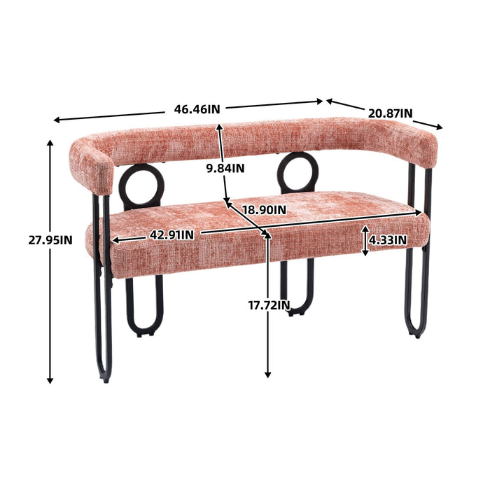 COOLMORE Modern Loveseat 2 Seater Sofa Chenille Fabric Couch with Arms and Metal Legs for Living Room, Home Office, Studio (Pink Chenille)