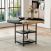 47.3-inch diameter modern splicing circular dining table - double-layer storage, wood and black fan-shaped diagonal color matching design, interpreting home aesthetics and practicality. - DTYStore