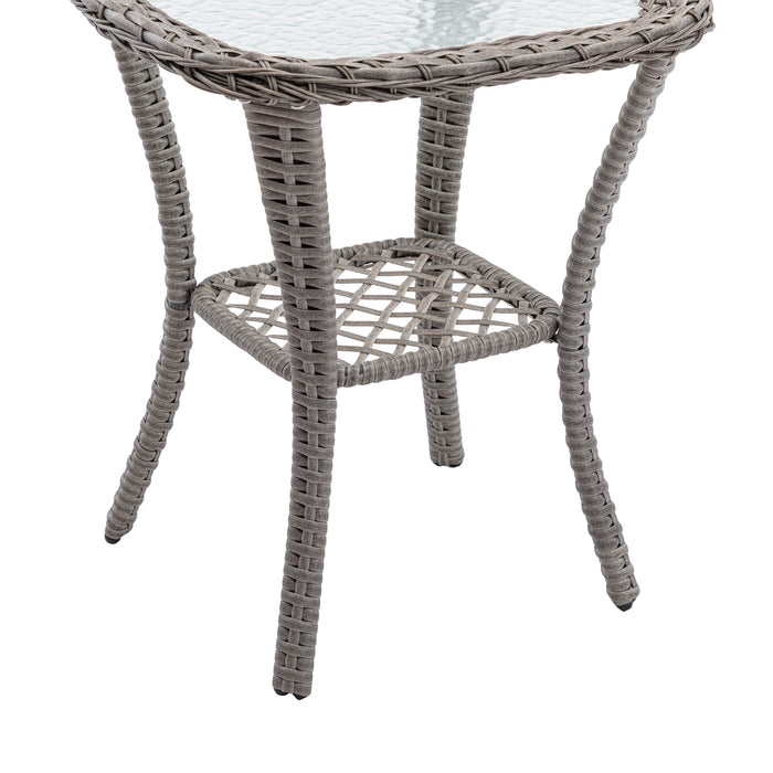 3 Pieces Outdoor Swivel Rocker Patio Chairs, 360 Degree Rocking Patio Conversation Set with Thickened Cushions and Glass Coffee Table for Backyard, Grey - DTYStore