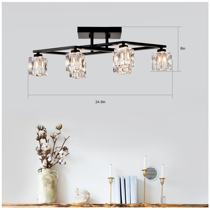 6-Light Crystal Ceiling Light for Dining Room, Modern Ceiling Lamp with Light Fixture For Farmhouse Entryway Living Room (6*G9 Bulbs Included)