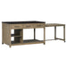 Extendable Kitchen Island with Storage, Multi-Functional Kitchen Cart with Built-In Power Outlets, Retro Kitchen Island on Wheels with Drawers and Open Shelves for Kitchen (Espresso+Natural) - DTYStore