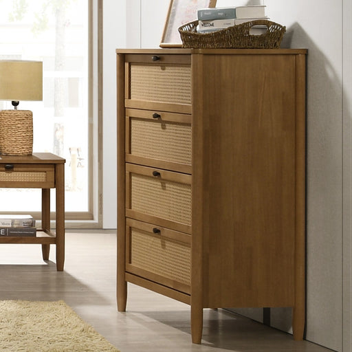 Vichy Wood and Rattan 4-Drawer Chest - DTYStore