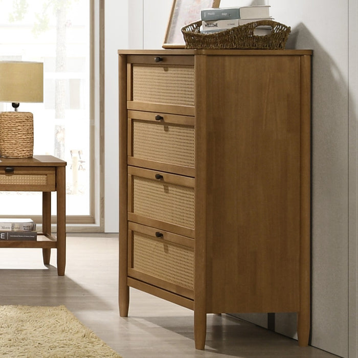 Vichy Wood and Rattan 4-Drawer Chest - DTYStore