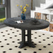 TREXM Farmhouse Dining Table Extendable Round Table for Kitchen, Dining Room(Black)