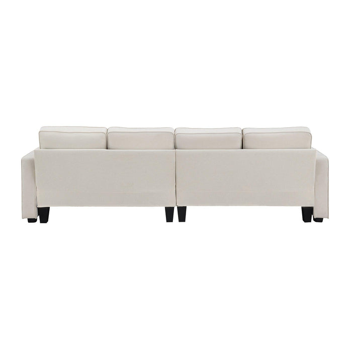 Modern Linen Fabric Sofa with Armrest Pockets and Pillows, Minimalist Style Couch